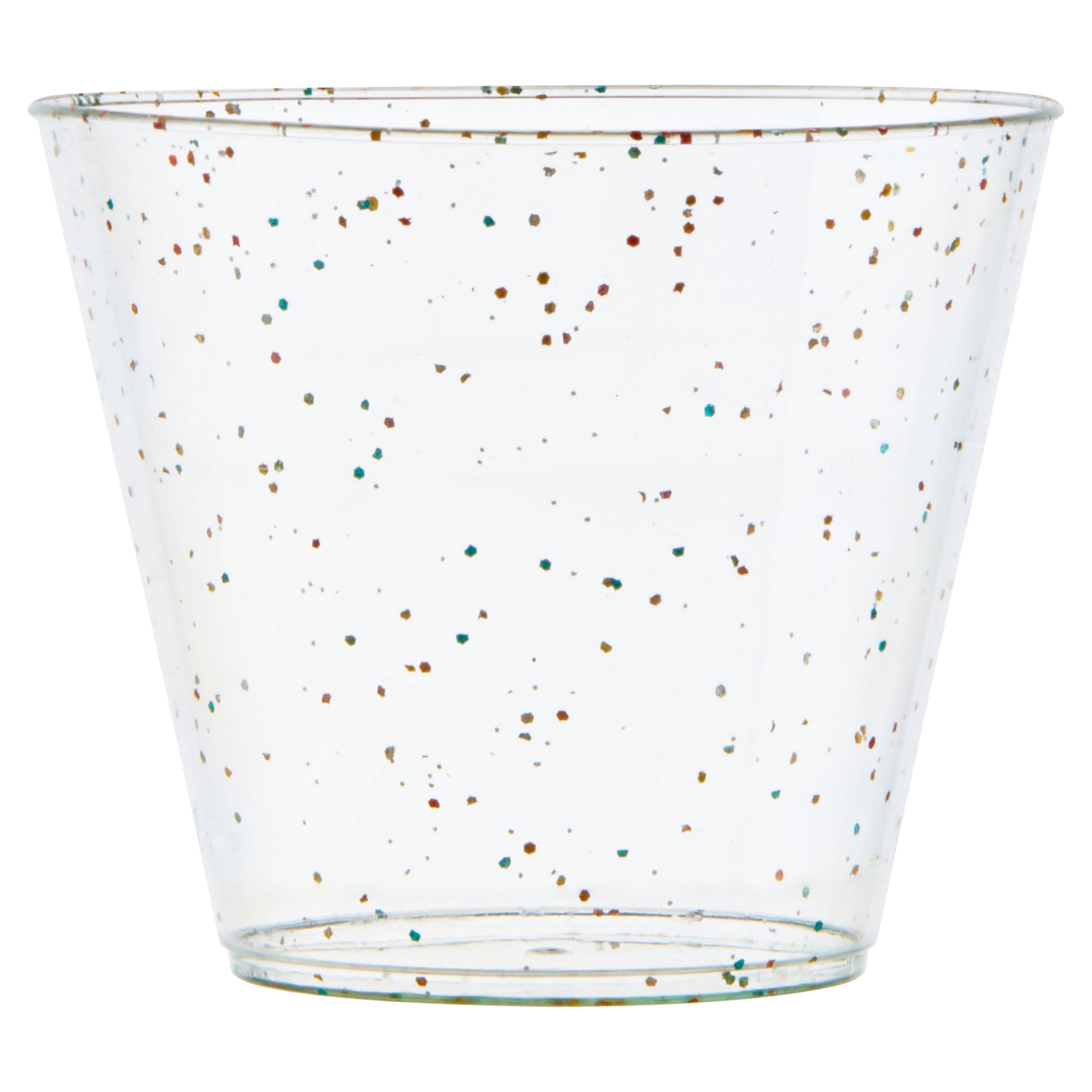 Plastic Glitter Cups, Clear,  8.79 fl oz, 20 Count, by Way To Celebrate