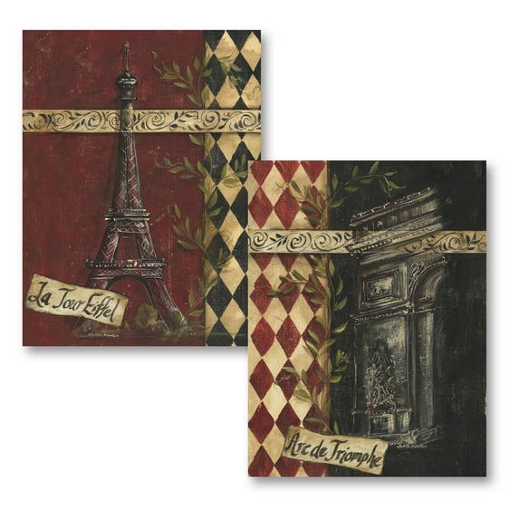 Vintage French Landmarks; La Tour Eiffel and Arc de Triomphe; Two 11x14 Prints