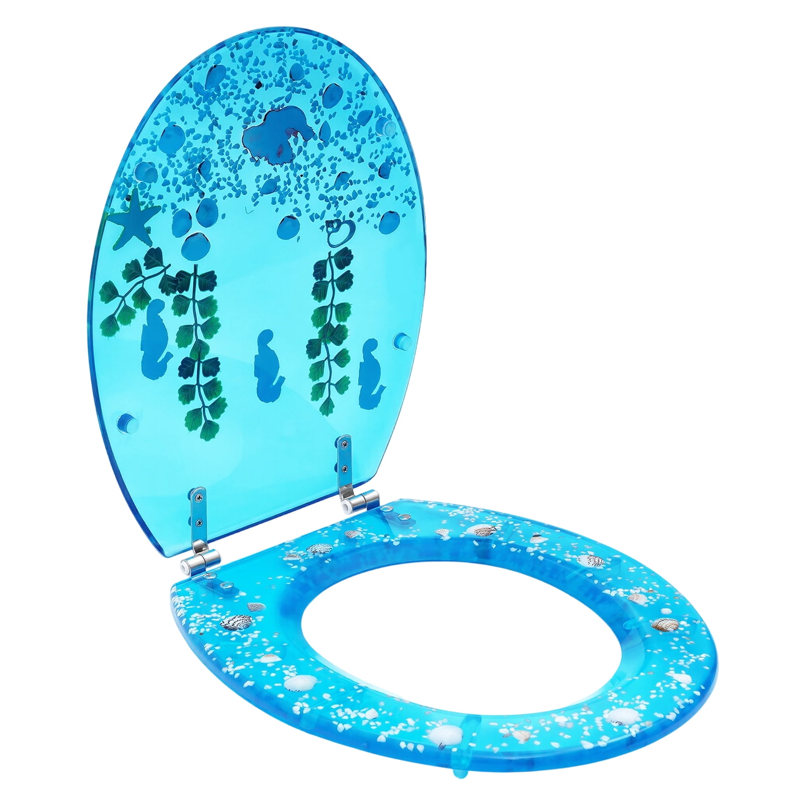 Resin U/V type Toilet Seat Aquarium Seat Blue Sea Fish Shells Shape Toilet Seat