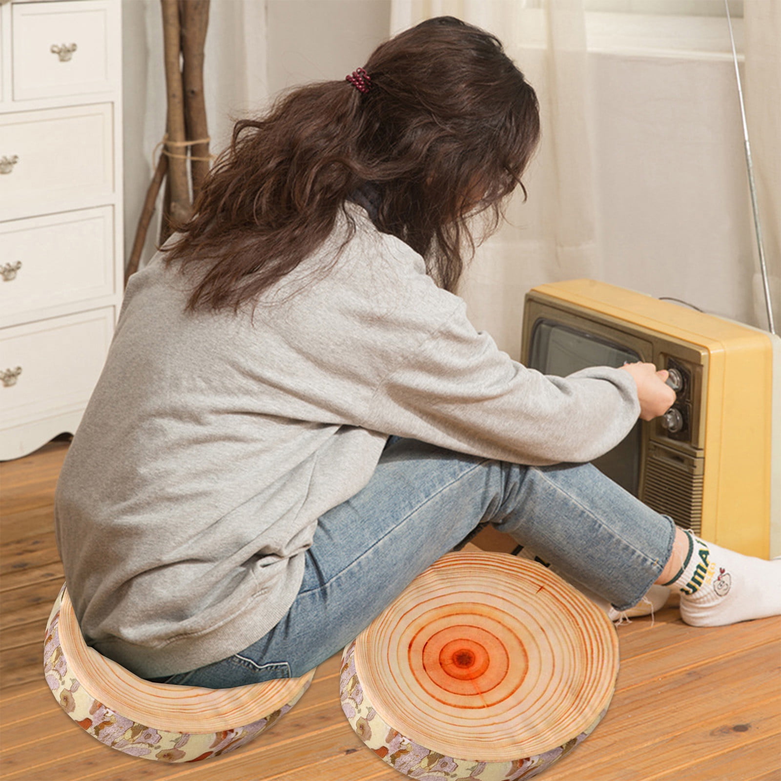 UsTZtai Tree Stump Pillow, Cylindrical Log Cushion for Car and