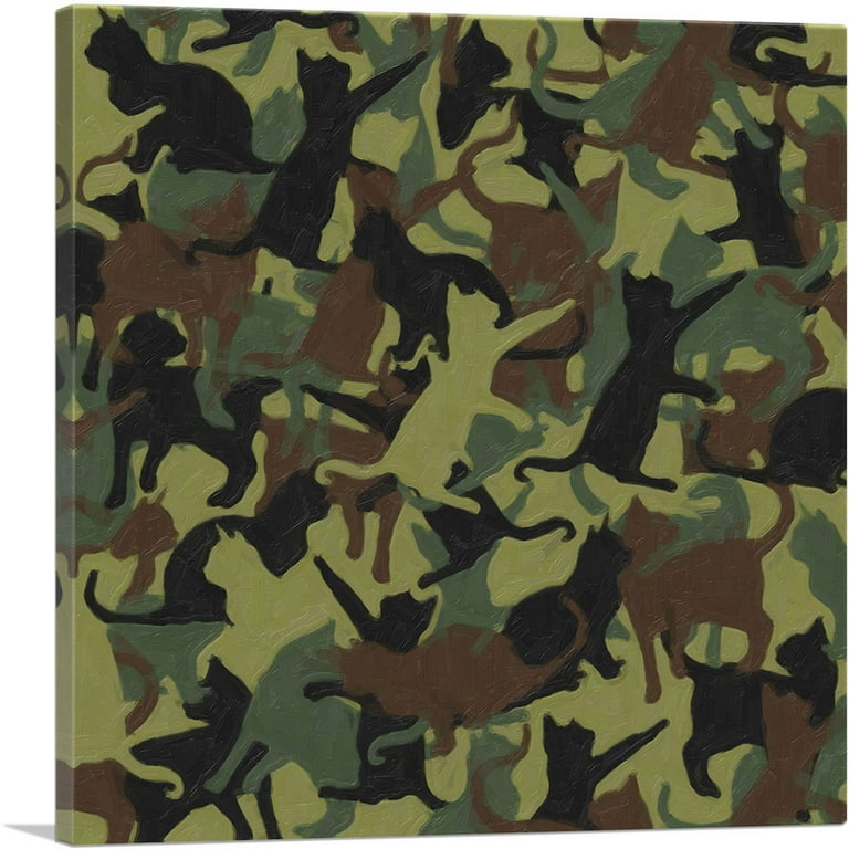 ARTCANVAS Army Green Brown Black Camo Camouflage Cat Kitten