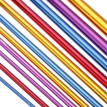 - 11pcs 10.6 Aluminum Tunisian Afghan Crochet Hook Knit Needles Set 2-8mm LW