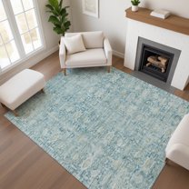 Addison Rugs Mayfield Premium Machine Washable Transitional Modern Blue Rectangle Rug, 5' x 7'6"