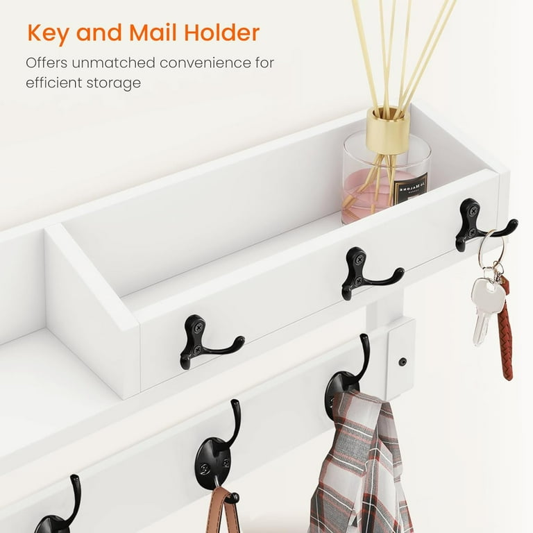 Shelf with Hooks 26 Coat Rack Wall Mount with Shelf Entryway Floating Shelf with Key Hooks and Mail Holder Hanging Coat Hanger for Entry Bathroom Hallway Bedroom White Walmart
