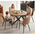 thumbnail image 6 of NORDICANA 37" Round Dining Table Set, Mid Century Modern Round Dining Table for 4 Person, Coffee Table for Kitchen Dining Room, Office, Save Space (1 Table with 4 Beige Chairs), 6 of 9