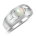 thumbnail image 3 of RYLOS Men's Rings Sterling Silver Classic 8X6MM Oval Gemstone &  Diamond Ring Opal October Birthstone Rings For Man Silver Rings Size 8, 3 of 7