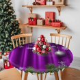 thumbnail image 3 of Round Table Cloth with Elastic Fitted Edged, Winter Snowflake Balls Pine Needle Waterproof Tablecloth for 55"-60" Tables Plant Branch on Purple Wipeable Indoor Table Cover for Kitchen Picnic Camping, 3 of 9