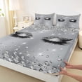 thumbnail image 3 of Homewish Girly Elegant Eyelash 4 Pieces Queen Sheet Sets for Teens Boys Girls,Bling Glitter Ultra Soft Flat Sheet,Graffiti Splash Queen Fitted Sheet,Microfiber Bedroom Decor, 3 of 7