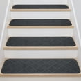 thumbnail image 2 of Stair Treads for Wooden Steps Indoor, 15 Pack 8" X 30" Non Slip Carpet Stair Treads with Reusable Adhesive for Kids Elders and Dogs, Surface Polyester TPR Backing Stair Runner Rugs, Dark Grey, 2 of 8