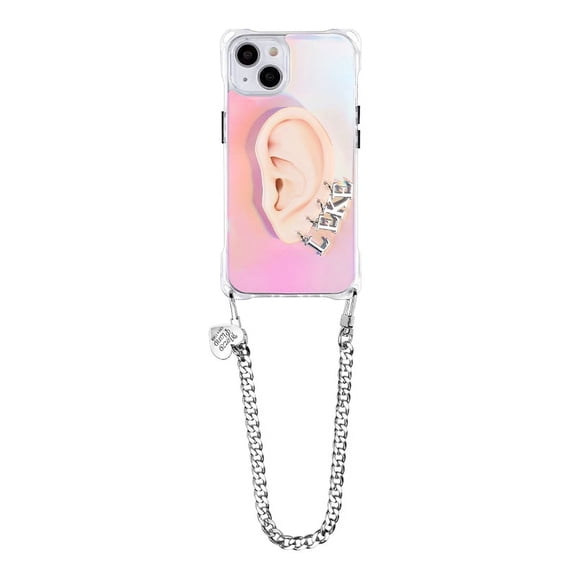 Unique Designed Wrist Chain Strap Case for iPhone 13 Pro Max 6.7", Soft TPU Shockproof Protective Cover Case with Ear Shape Designed Kickstand for Women & Girls