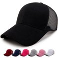 thumbnail image 4 of Gorra de béisbol de algodón con cola de caballo para mujer, sencilla y a la moda, con red abierta y trenzada, color sólido, 4 of 6