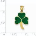 thumbnail image 2 of 14K Yellow Gold Green Enameled Shamrock Pendant, 2 of 2