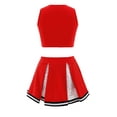 thumbnail image 2 of YEAHDOR Kids Girls Cheer Leader Dance Outfit Halloween Carnival Party Cheerleading Uniform Tank Top with Pleated Skirt Set Red 6, 2 of 7