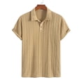 thumbnail image 2 of Timoontee Men's Short Sleeve Basic T Shirt Breathable Fabric Moisture Wicking Lapel Collar V Neck High Quality Quick Dry Yellow XL, 2 of 8