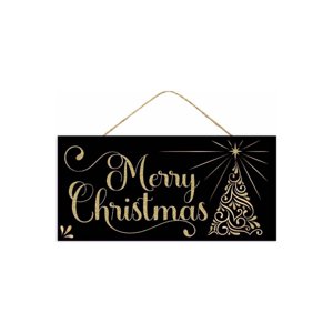 12 Wooden Sign: Glitter Christmas Swirl Tree