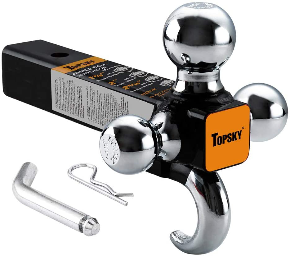 1-7/8,2&2-5/16 Hitch Ball,Tow Hitch,Black Ball,TS2010 TOPSKY Trailer Ball Mount with Hitch Hook & Hitch pin 