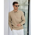 thumbnail image 3 of COOFANDY Mens Polo Shirt Classic Quarter Button Sweaters Slim Fit Long Sleeve Knitted Golf Shirts, 3 of 8