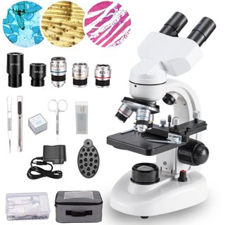 AmScope M150 Series Portable Student Monocular Compound Microscope 40X-1000X Magnification with LED, 50 Prepared Slides, 50 Blank Slides and Microscop
