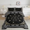 thumbnail image 2 of Feelyou Gothic Spider Web Queen Comforter Set, Boho Damask Floral Comforter Sets Queen, Black White, Halloween Reversible, 3pcs, 1 Comforter and 2 Pillowcases, 2 of 7