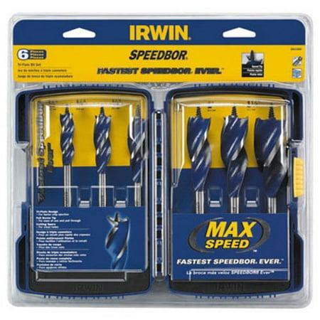 IRWIN SPEEDBOR Max Speed Auger Wood Drill Bit Set, 6-Piece, 3041006, The Fastest Speebor spade bit ever By Irwin