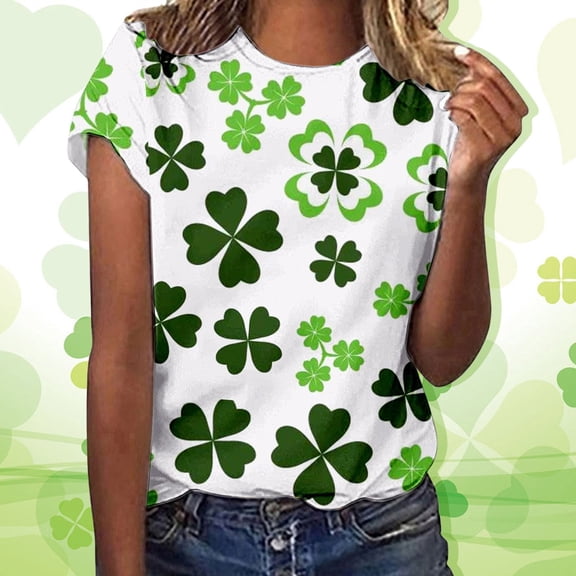 GILIGEGE Womens St Patricks Day Shirt Women's T-Shirts Short Sleeve Lucky Charms Shirt Cute Tees for Saint Patricks Day Green Clover Irish Gift Top Lucky Irish Shamrock Graphic Tees Tops Crewneck