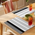 thumbnail image 4 of Black Stripe Placemats Set of 6 Modern Rustic Horizontal Black Striped Place Mats Indoor Wipeable Table Mats Washable Cloth Dining Table Placemats for Kitchen Holiday Party Home Decor 13x19 Inch, 4 of 9