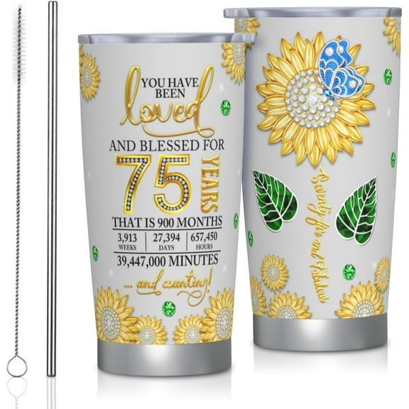 75th Birthday Gifts for Women, Gifts for 75 Year Old Woman Tumbler 20oz, 75th Birthday Decorations Women, 75th Birthday Mugs, 75 Year Old Birthday Gifts for Women, 75th Birthday Gifts Ideas for Mom