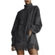 thumbnail image 3 of RKSTN Women's Faux Suede Fringed Mni Dress Plus Size Turtleneck Vintage Fringe Hem Dresses Womens Casual Oversized High Neck Long Sleeve Suede Dress Holiday Party Tassel Gown Knee Length Dress, 3 of 9