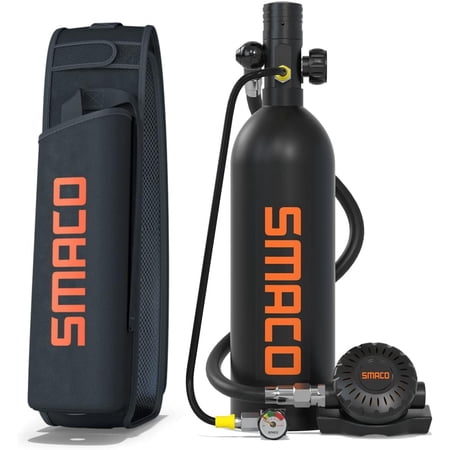 SMACO Mini Scuba Tank 1L Scuba Tank S400PRO Scuba Diving Tank Diving Equipment for Underwater Exploration Black