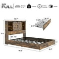 thumbnail image 3 of VanAcc Full Size Wooden Platform Storage Bed Frame with 51.2" Wood Bookcase Headboard(Rustic Brown), 3 of 7