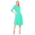 thumbnail image 2 of Women's Loose Fit 3/4 Sleeve Round Neck Jersey Knit A-Line Solid Midi Dress, 2 of 4