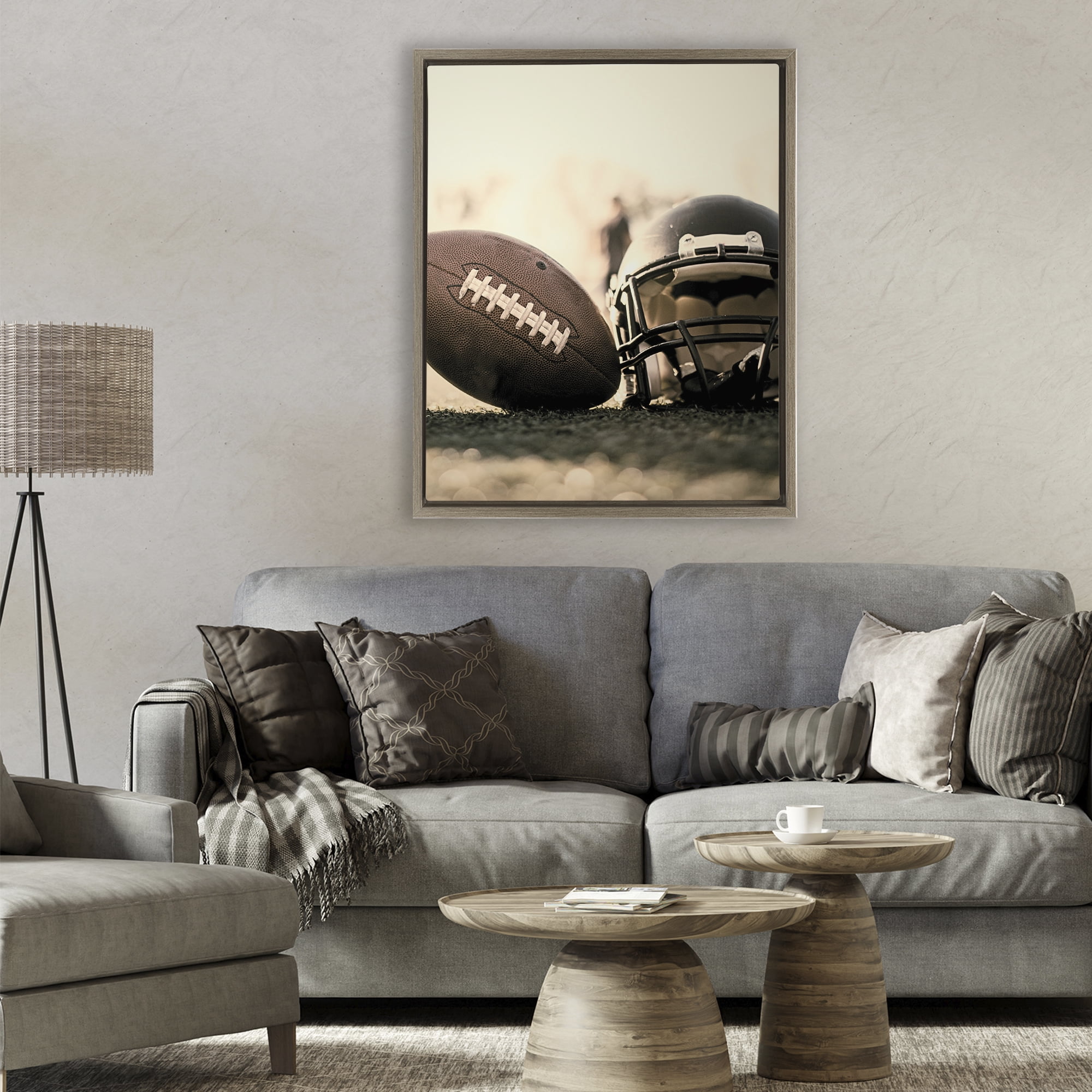 Stupell Industries Football Stand Alone Brown Framed Floater Canvas Wall Art, design by Jesse Keith