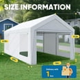 thumbnail image 2 of Quictent 10'x20' Heavy Duty Carport Galvanized Car Canopy Tent Outdoor Shelter Reinforced Structure with Roll-up Ventilated Windows Sidewall, White, 2 of 8