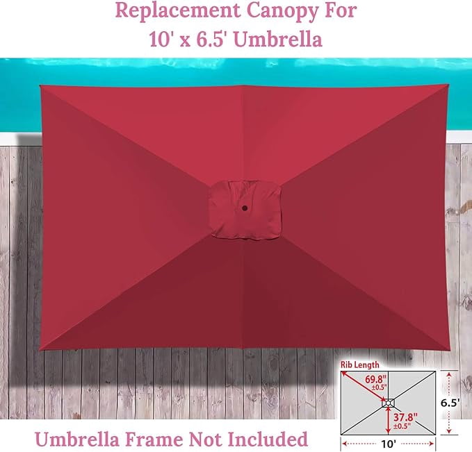 SOLAXO 6-Rib 10'x6.5' Patio Umbrella Replacement Canopy for Outdoor