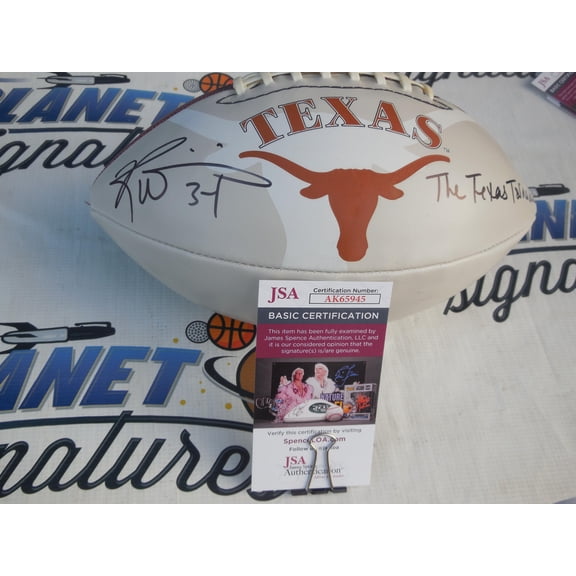 Ricky Williams signed autographed Texas UT Longhorns logo football w/ Texas Tornado JSA COA