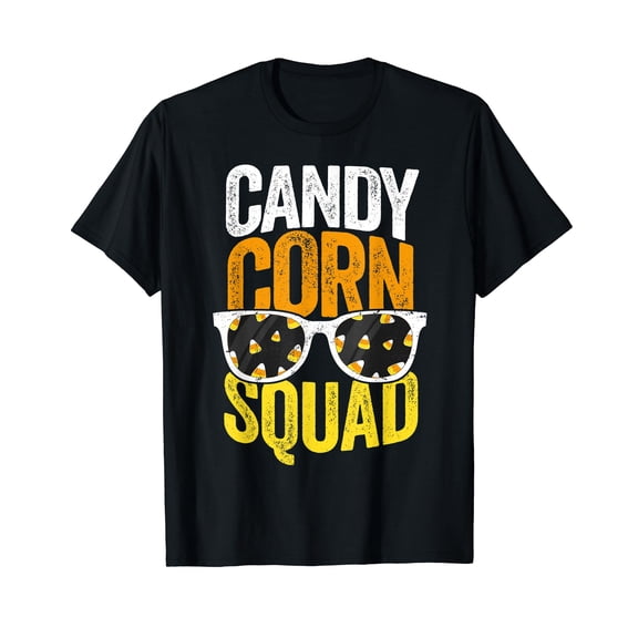 Candy Corn Squad Halloween Black T-Shirt Party Sunglasses Friends