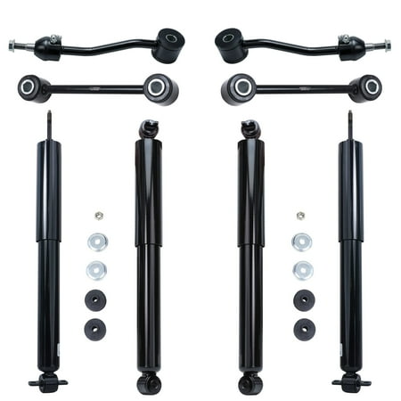Detroit Axle - Front 8pc Shock Absorbers Kit for 1997-2006 Jeep Wrangler, 4 Shock Absorbers 4 Sway Bars 1997 1998 1999 2000 2001 2002 2003 2004 2005 2006 Replacement