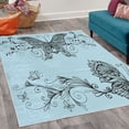 thumbnail image 2 of Spring Decorative Rug, Butterfly with Floral Mandala Pattern Bohemian Design with Butterfly Wings, Quality Carpet for Bedroom Dorm and Living Room, 6 Sizes, Pale Blue, by Ambesonne, 2 of 4