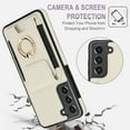 thumbnail image 6 of For Samsung Galaxy S21 Wallet Case with Card Holder, 360°Rotation Ring Holder Kickstand, 4 Card Slots PU Leather Case, RFID Blocking Magnetic Clasp Protective Cover,Apricot, 6 of 16