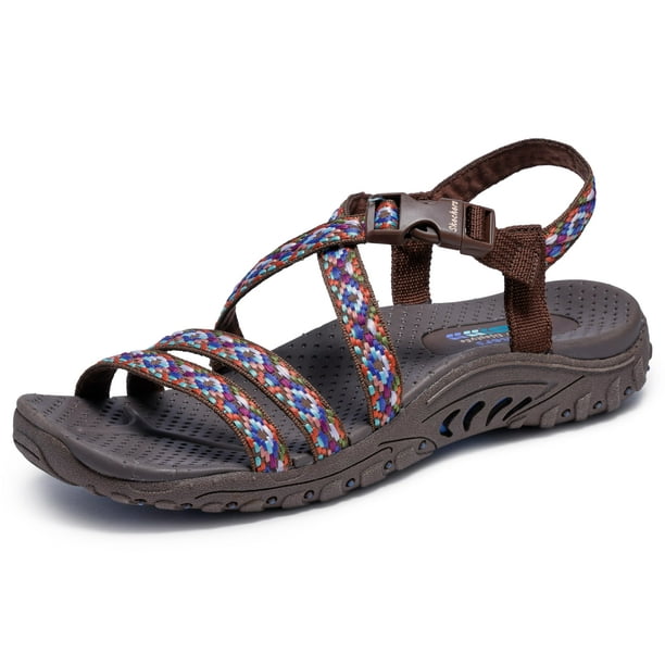 Sandalia deportiva Skechers Reggae-Dream Weaver para mujer, color chocolate 8