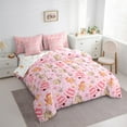 thumbnail image 3 of Homewish Christmas Gingerbread Man 7pcs Bedding Comforter Set,Kawaii Snowman Cookie House Queen Bedding Sets,Pink Xmas Tree Queen Sheet Sets For Girl,Ultra Soft Home Decor Reversible, 3 of 8