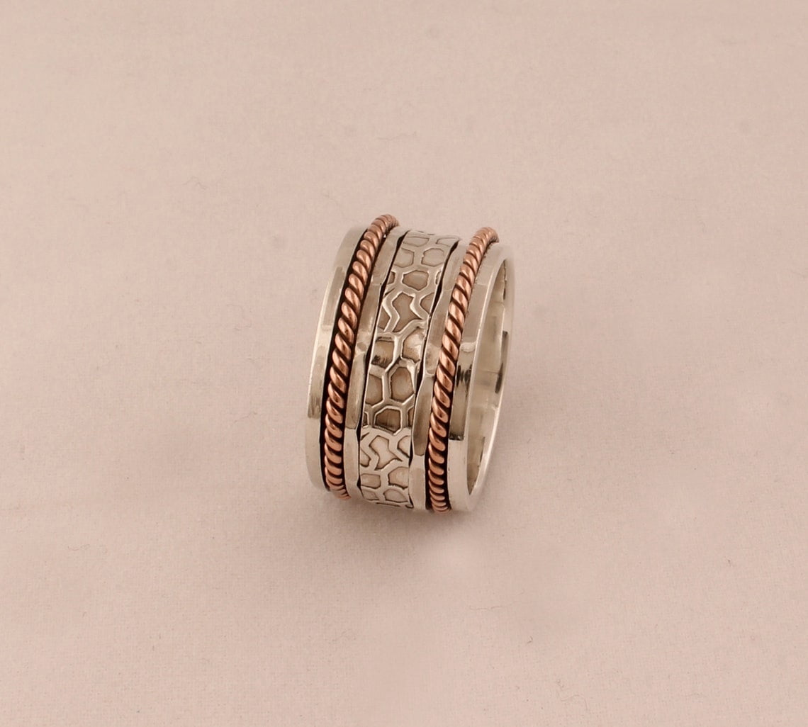 SS DESIGNS Fidget Spinner Ring Handmade 925 Silver Band | Smooth Spinning Anxiety Relief Jewelry for Stress & Meditation
