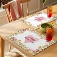 thumbnail image 4 of Mother's Day Placemats Set of 6 Spring Watercolor Flowers Pink Love Heart Place Mats Indoor Wipeable Table Mats Washable Cloth Dining Table Placemats for Kitchen Holiday Party Home Decor 13x19 Inch, 4 of 9