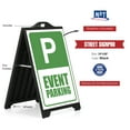 thumbnail image 2 of M&T Displays Black Street SignPro Board, Weatherproof A-Frame Sidewalk Curb Sign with 2 24x36 inch Matt Laminated Anti-Glare EVENT PARKING Sticker Signs, Folding Portable Double Sided, 2 of 8