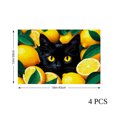 thumbnail image 4 of Amarainy Lemon Cat Pattern Linen Table Mats Set of 4 for Dining Table Decor, 12x18 inch, 4 of 5