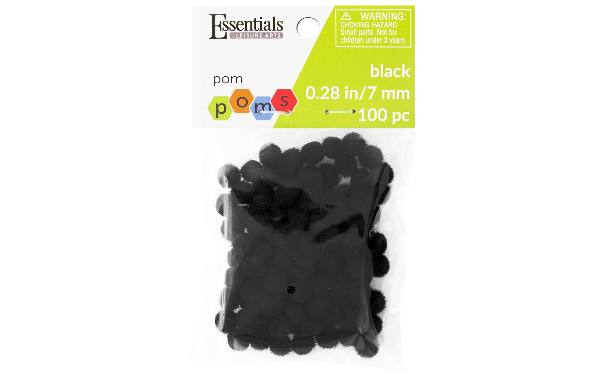Essentials By Leisure Pom Pom 7mm Black 100pc