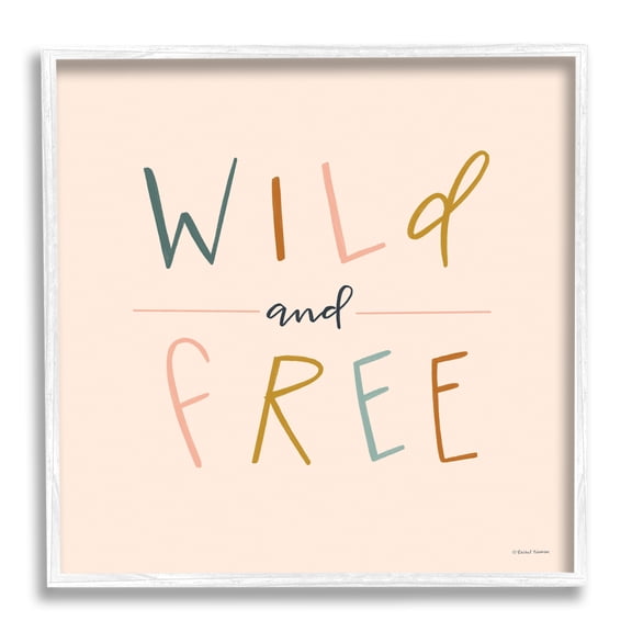 Stupell Industries Wild & Free Boho Inspirational Painting White Framed Art Print Wall Art, 12 x 12