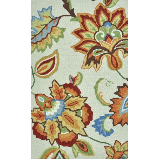 Country & Floral Summerton Collection Area Rug in IvoryBright and Oval