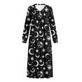 thumbnail image 5 of SEANATIVE Women's House Dress Full Length Nightgown Button Down Housecoat Soft Cozy Long Sleeve Lounge Dress Comfort Sleepwear Nightdress, 4XL, Moon Star Black, 5 of 7