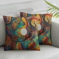 thumbnail image 3 of Acheng Fractal Waved Throw Pillow Case Cushion Covers Brown, Red, Orange and Gold Watercolor for Couch Bed Sofa Car Waist 22x22in, 3 of 7
